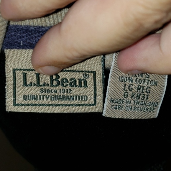 L.L. Bean long sleeve heavy tan collared pullover - Picture 5 of 5